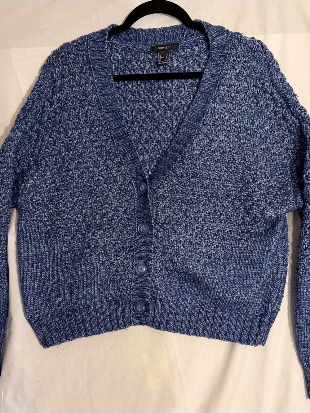 #575 Forever 21 Blue Button-Up V-Neck Women’s Sweater
